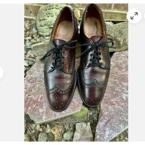 Allen Edmonds Ashland Wingtip Shoes Mens Size 9 C Burgundy Leather USA